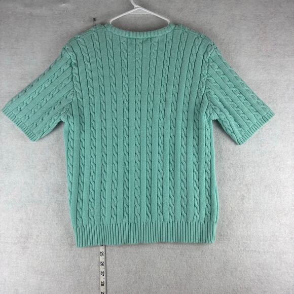 Vintage Charter Club Cable Knit Sweater Women's Large Short Sleeve Mint READ - Picture 8 of 10